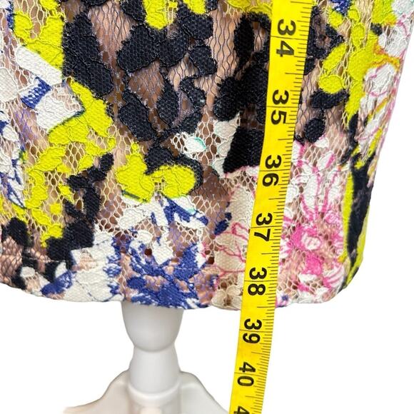 French Connection Dress Womens Size 6 Pink Green Black Floral Lace Sheath Lined - Picture 8 of 14